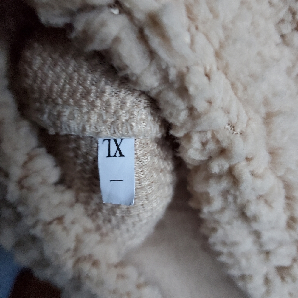 Teddy bear sherpa hooded romper short jumpsuit in beige size xl new - Picture 8 of 8